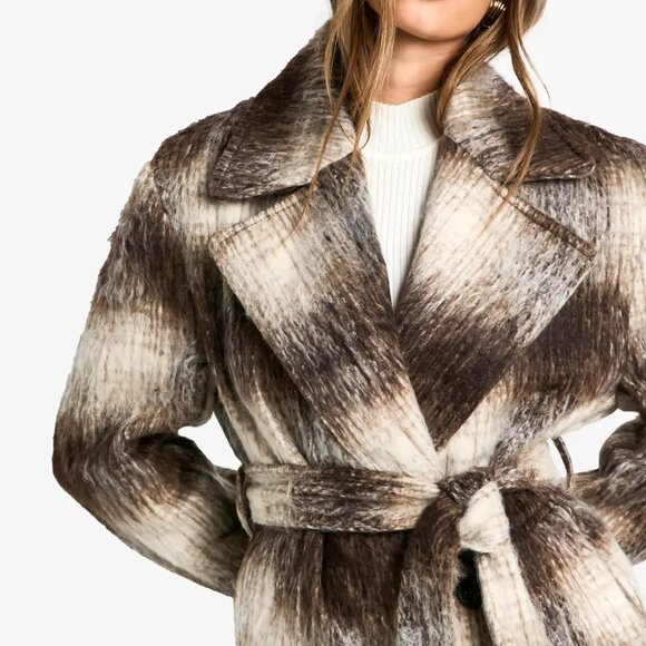 Brown Check Oversized Wool Coat - Picture 2 of 9